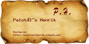 Palotás Henrik névjegykártya